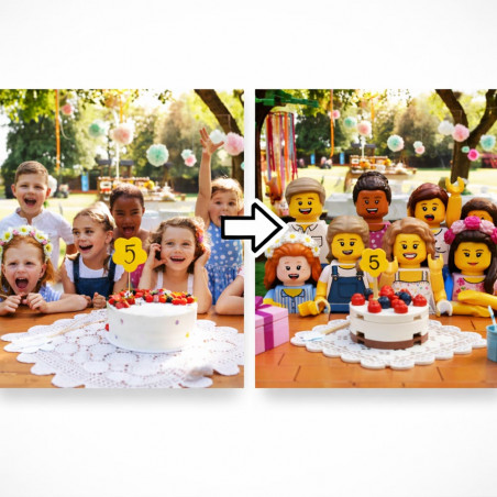 Effet figurine en briques sur photo