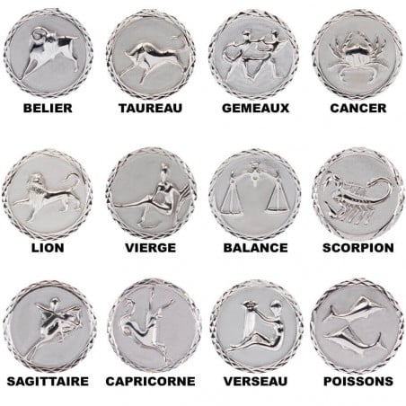 Médaillon signe du zodiaque en argent à personnaliser