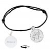 Bracelet cordon gémeaux en argent gravé