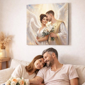 Tableau photo personnalisé style Cupidon | Portrait amour romantique