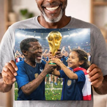 Tableau photo personnalisé football | Portrait célébration iconique