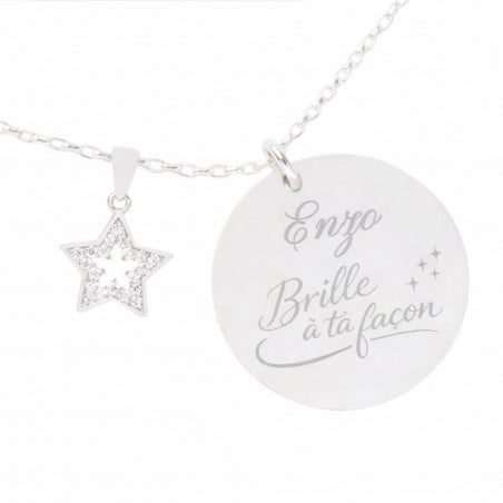Collier argent collection mots d’amour brille a ta façon et pendentif etoile