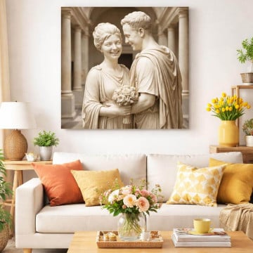 Tableau portrait statue de marbre personnalisé | Toile photo prestigieuse