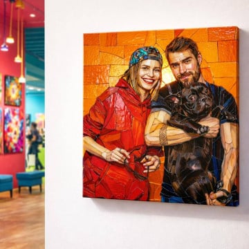 Portrait style mosaïque en verre personnalisé | Déco photo unique