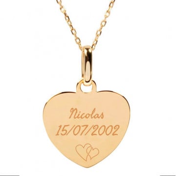 Collier coeur plaqué or personnalisé avec texte