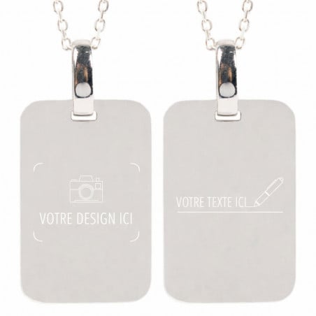 Pendentif rectangle argent 925/000