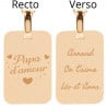 Collier rectangle en plaqué or gravure mot d'amour et texte