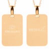 Collier rectangle en plaqué or gravure design et texte