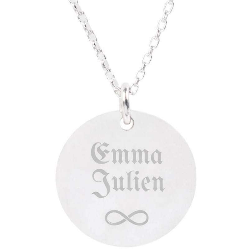 Pendentif rond en argent 925 personnalisé