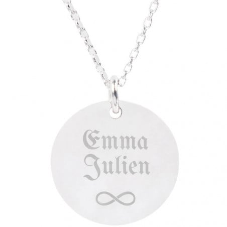 Pendentif rond en argent personnalisé avec picto