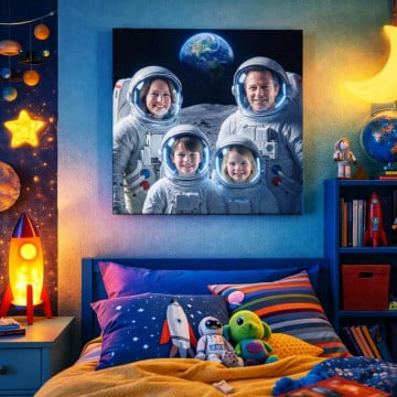 Portrait astronaute sur la lune personnalisé | Tableau photo