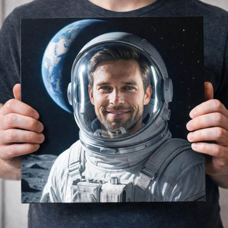 Tableau astronaute sur la lune personnalisé