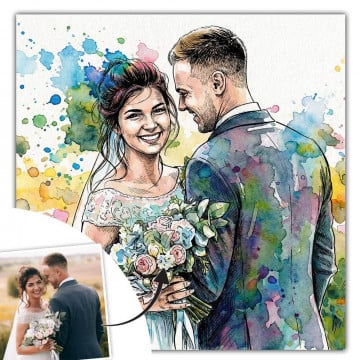 Portrait aquarelle explosive personnalisé