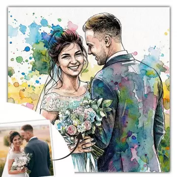 Portrait aquarelle explosive personnalisé