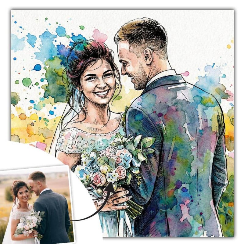 Portrait aquarelle explosive personnalisé