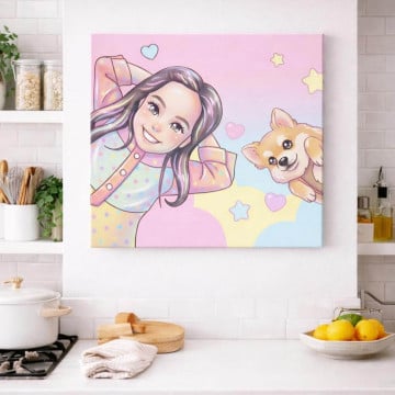 Portrait Kawaii pastel personnalisé | Tableau photo pop unique