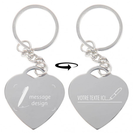 Porte clé recto verso avec gravure design et texte