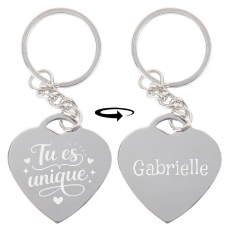 Porte clé coeur recto verso gravé