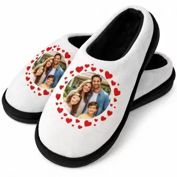 Chaussons personnalisés photo cœurs | Cadeau amour