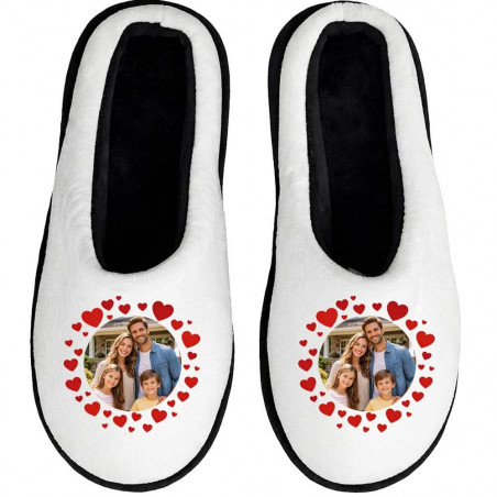 Chaussons imprimés photos cœurs