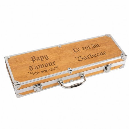 Coffret à couverts à barbecue gravé mots d’amour