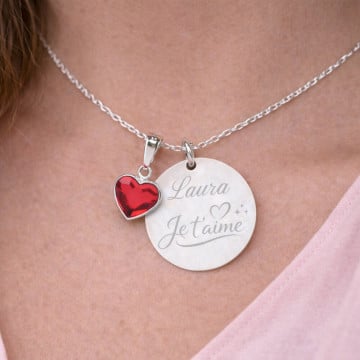 Collier Coeur D'Amour Plaqué Or Blanc 14 Carats Pour Toujours Collier