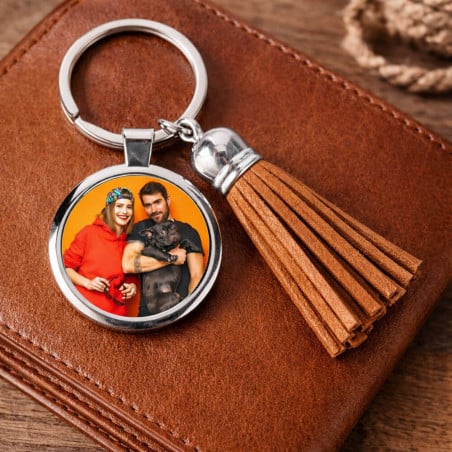 Porte clef plumeau brun photo