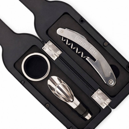Coffret sommelier avec tire bouchon gravé