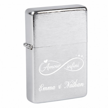 Briquet tempête essence argenté gravé
