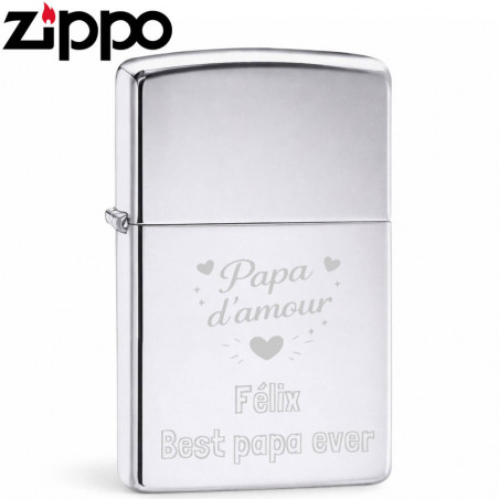Briquet Zippo high polish chrome personnalisé