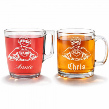 Tasses en Verre Papy Mamie Personnalisées | Fêtes des mamies  | Fêtes des papys