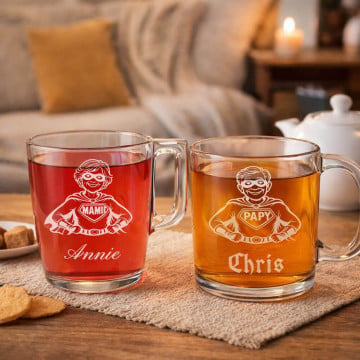 Tasses en verre papy & mamie personnalisées