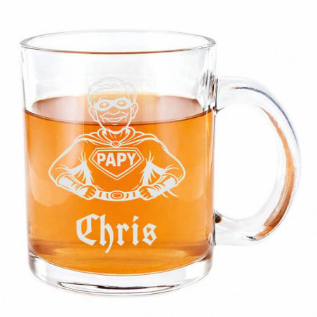 Tasse en verre Papy gravé