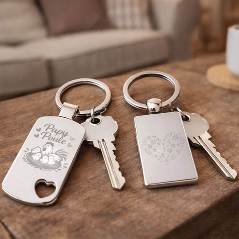 Porte-clés gravés pour papy & mamie