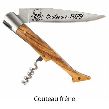 Couteau frêne gravé