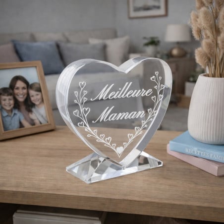 Coeur en verre maman personnalisé