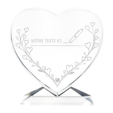 Coeur en verre maman à personnaliser