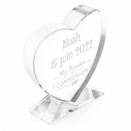 Coeur en verre communion personnalisable