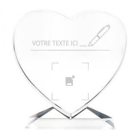 Coeur en verre communion à personnaliser