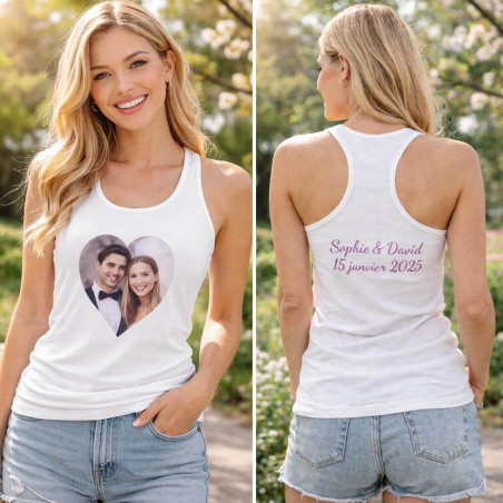 Débardeur femme blanc avec photo imprimée