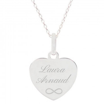 Collier coeur plaqué argent gravure