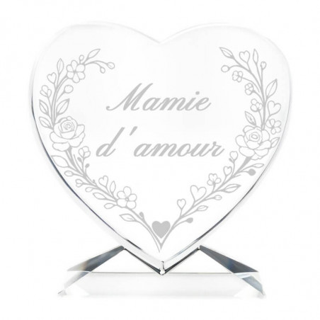 Coeur en verre mamie personnalisé