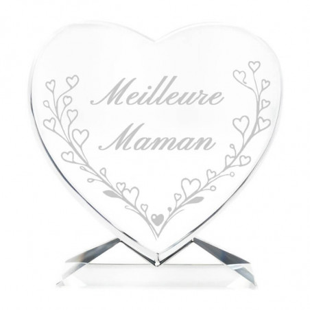 Coeur en verre fête des mamans personnalisé