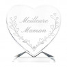 Coeur en verre fête des mamans personnalisé