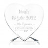 Coeur en verre communion personnalisé