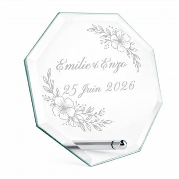 Cadre verre original fleuri personnalisé | idée cadeau mariage