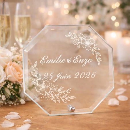 Cadre verre original fleurs personnalisé