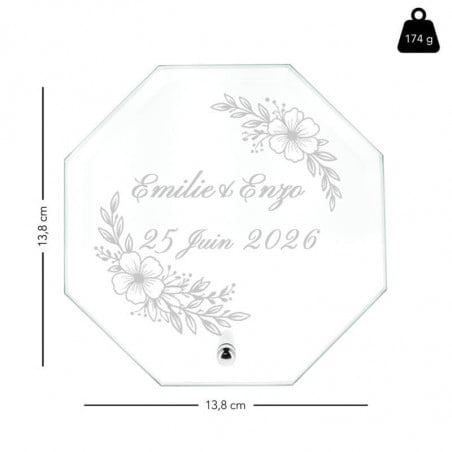Dimensions cadre verre original fleurs gravé