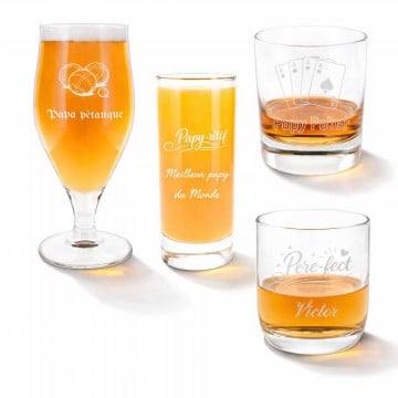 Verres papy papa personnalisés | cadeau gravé original
