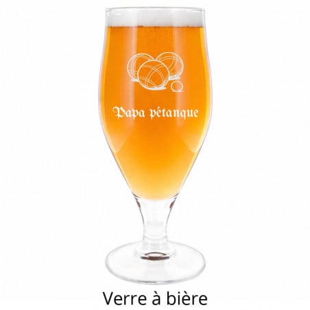 verre à bière papa pétanque gravé